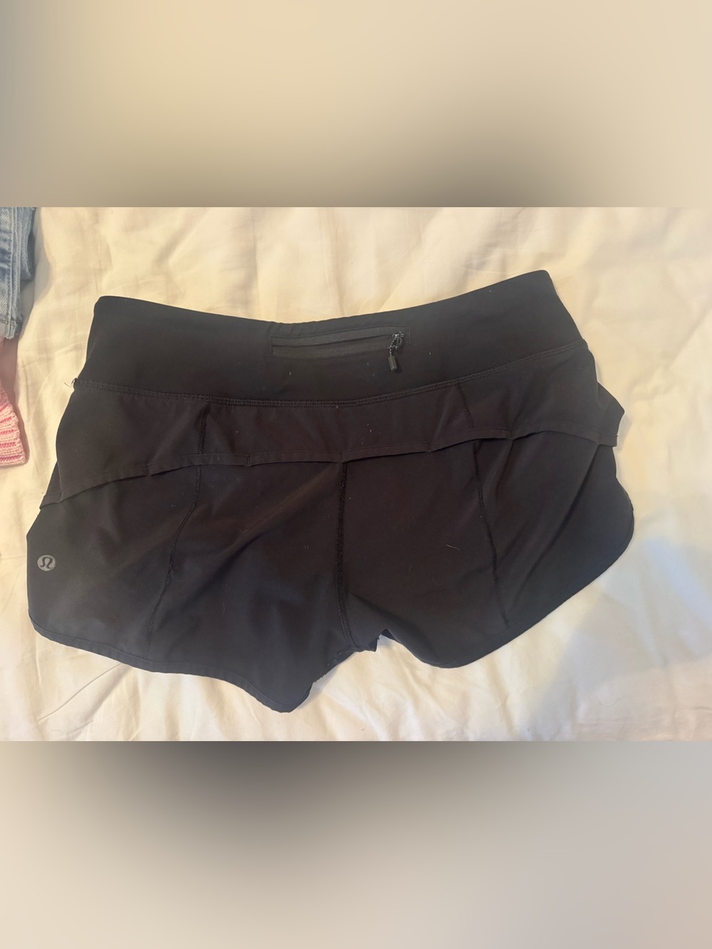 Lululemon Women's Black Performance Running Shorts with Back Pocket no lining